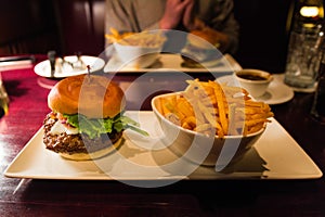 Tasty hamburger & fries at Baton Rouge restaurant MontrÃ©al