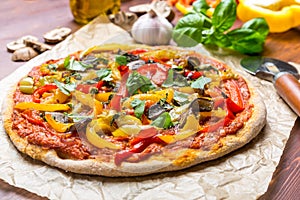 Tasty and Healthy Vegan Pizza and Ingridients