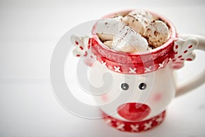 Tasty homemade christmas hot chocolate or cocoa with marshmellows