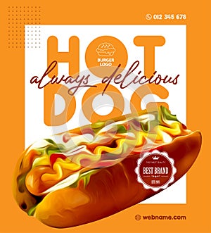 Tasty hot dog social media templates for promotions on the Food menu