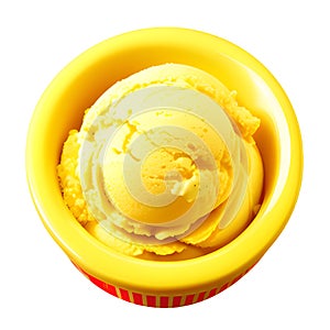 tasty ice cream on plate on white background, Ai generated