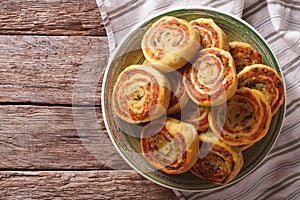 Tasty Indian potato roll close-up on a plate. horizontal top vie