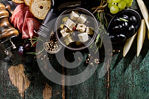 Tasty Italian Greek Mediterranean Food Ingredients Top View on G