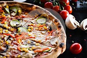Tasty italian pizza with fresh ingredients