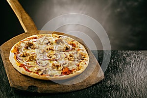 Tasty Italian pizza on a pizzeria menu photo