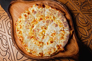 Tasty khachapuri on a plate