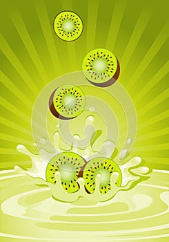 Tasty kiwi in yoghurt photo