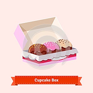 Tasty looking cupcakes in the cardbox