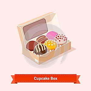 Tasty looking cupcakes in the cardbox