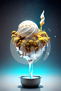 Tasty looking ice cream with lots of flavors generated by ai