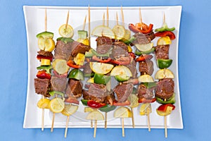 Tasty meat and vegetable kebabs for the BBQ