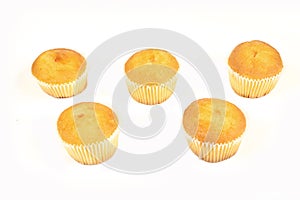 Tasty muffin cakes, isolated on white background.