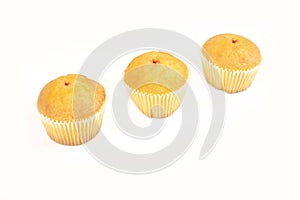 Tasty muffin cakes, isolated on white background.