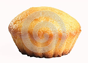 Tasty muffin on white background.