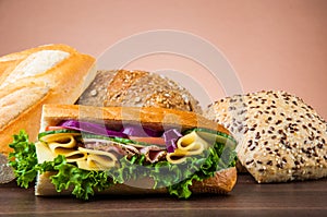 Tasty natural lunch with sandwich