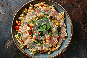 Tasty noodles made with herbs and meat - Generative AI photo