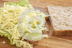 Tasty open cheese sandwich on wholewheat