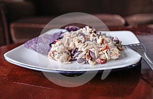 Tasty orzo black bean salad