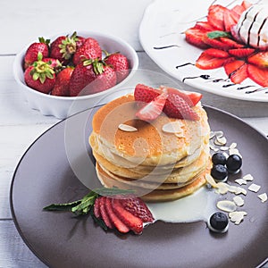 tasty pancake with strawberries