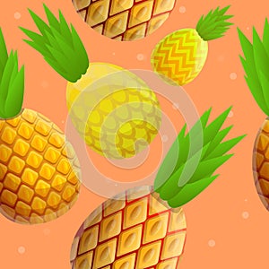 Tasty pineapple pattern, cartoon style