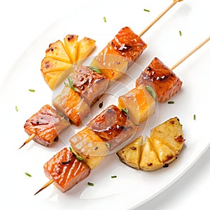Tasty Pineapple Teriyaki Salmon Skewers photo