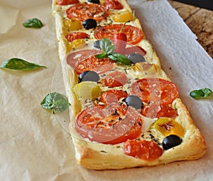 tasty pizza fresh and healthy long pizza mix vegetable pizza fast food