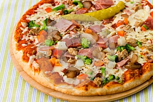 Tasty pizza with Ham ,Fresh baked