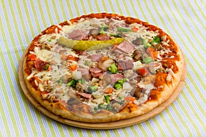 Tasty pizza with Ham ,Fresh baked