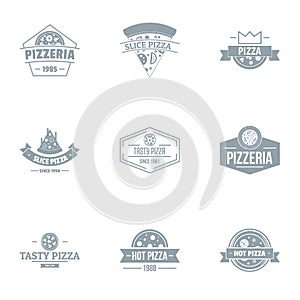 Tasty pizza logo set, simple style