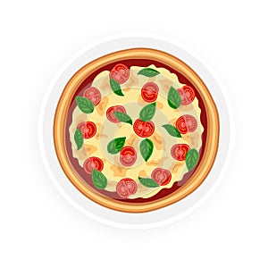 Tasty pizza margherita on white plate