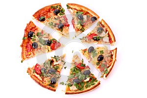 Tasty Pizza with olives isolated