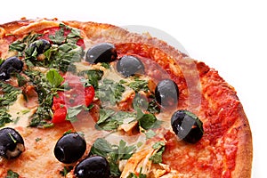 Tasty Pizza with olives isolated