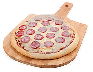 Tasty pizza with salami