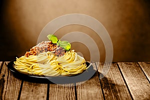 Tasty plate of spaghetti Bolognaise