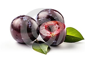 tasty plums on a white background