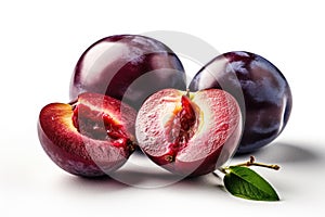 tasty plums on a white background