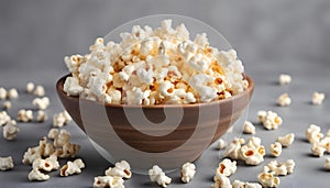 Tasty popcorn on grey background