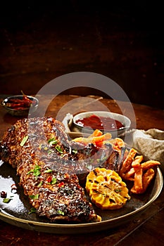 Tasty portion of barbecued spare ribs