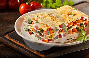 Tasty portion of Italian vegetable lasagna