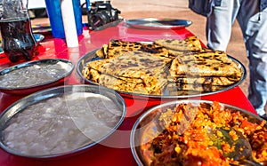 Tasty potato Parathas with curd and tea