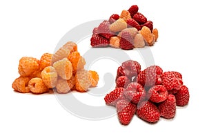 Tasty raspberries isolated on white background