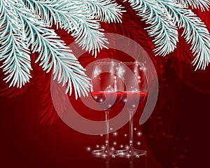 Christmas red wine glass