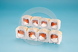 tasty rolls on a blue background for the menu1