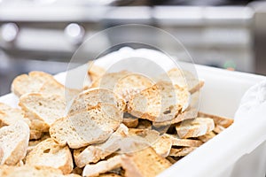 Tasty rusks in a big amount in a basket