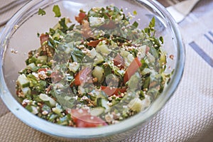 Tasty salad of middle Eastern cuisine Tabule photo