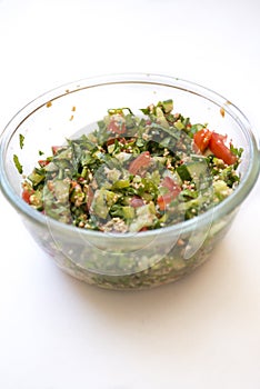 Tasty salad of middle Eastern cuisine Tabule photo