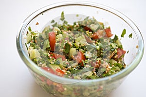 Tasty salad of middle Eastern cuisine Tabule photo