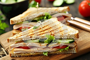 Tasty sandwich american breakfast cheese ham meal snack lunch grilled gourmet simple dish healthy eating fast food salad