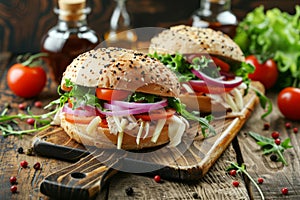 Tasty sandwich american breakfast cheese ham meal snack lunch grilled gourmet simple dish healthy eating fast food salad