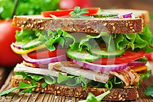 Tasty sandwich american breakfast cheese ham meal snack lunch grilled gourmet simple dish healthy eating fast food salad
